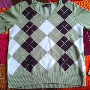 Green checkered sweater